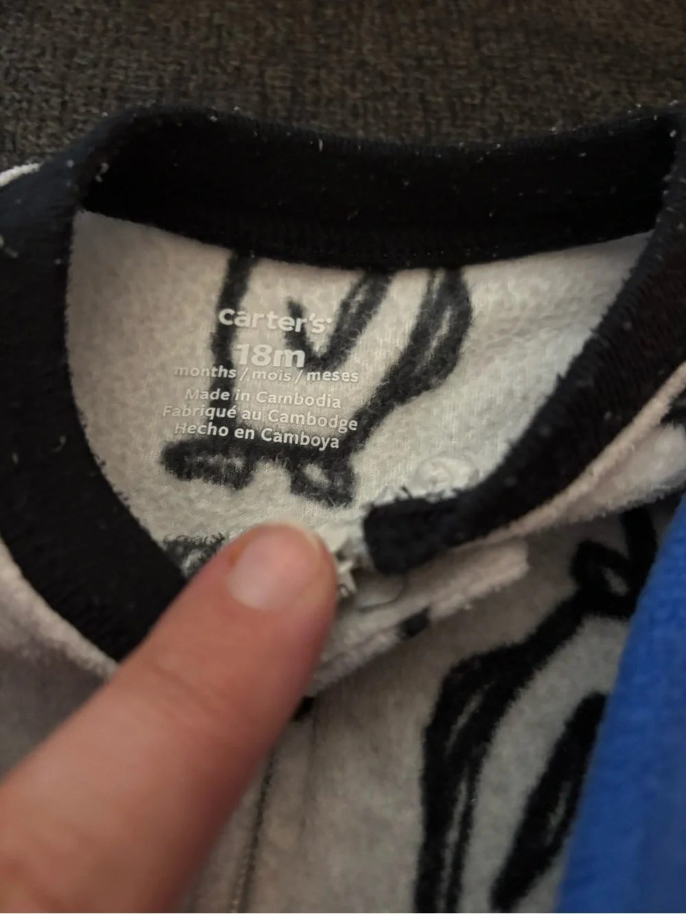 Carter's Blue Moose & Cream Penguin Fleece Footed One-Pieces
